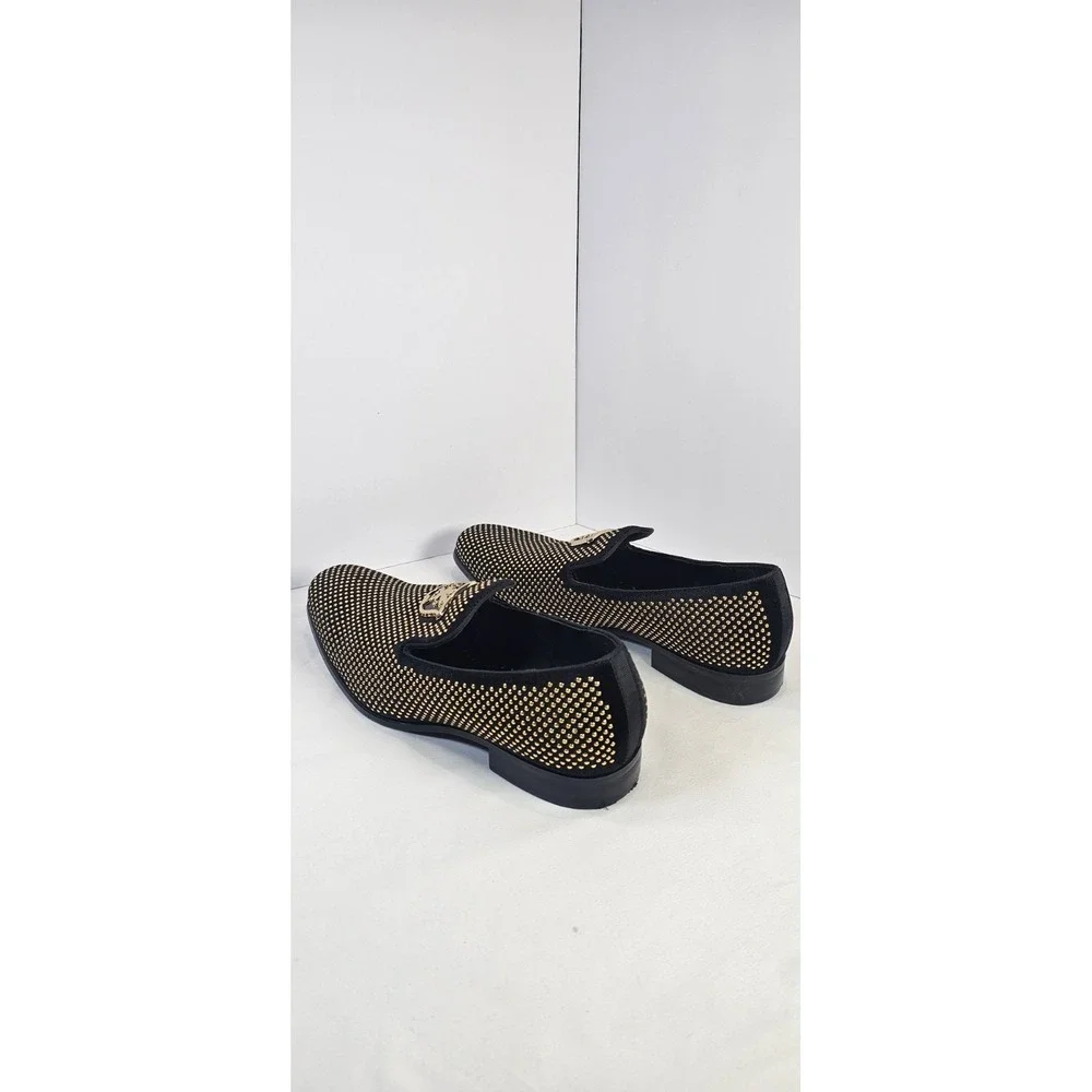 Stacy Adams Men's Gold Studded Slip-On Loafers -‎ Swagger Style 10.5 25228-715